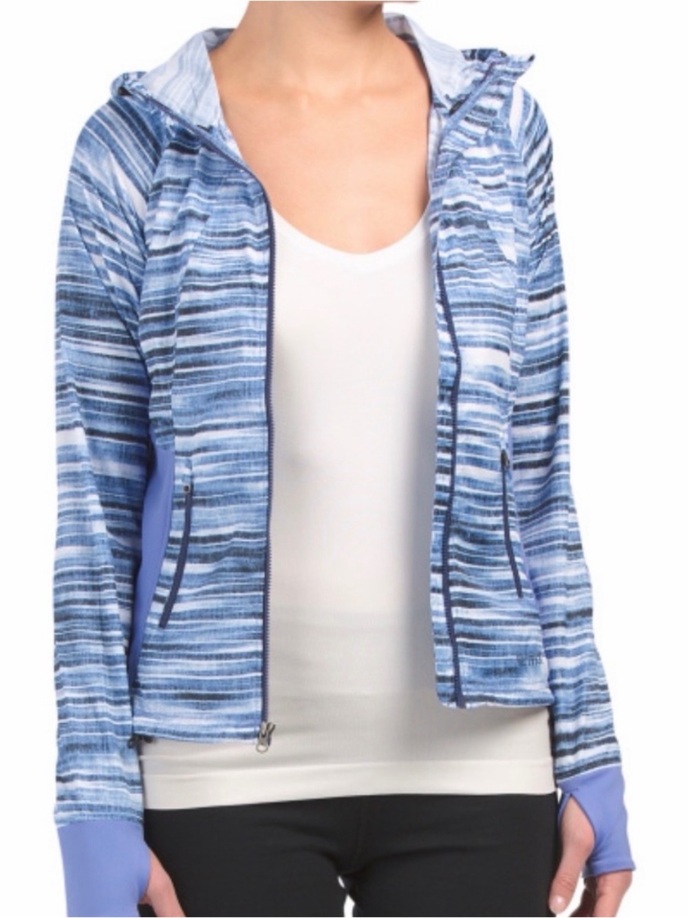 Marmot Women’s Lightweight Blue Striped Hooded Jacket